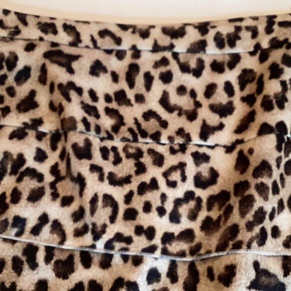 Sharon Young Tiered Black/Brown Leopard Print Silk-like Zippered Skirt-Size 16 - Picture 2 of 14